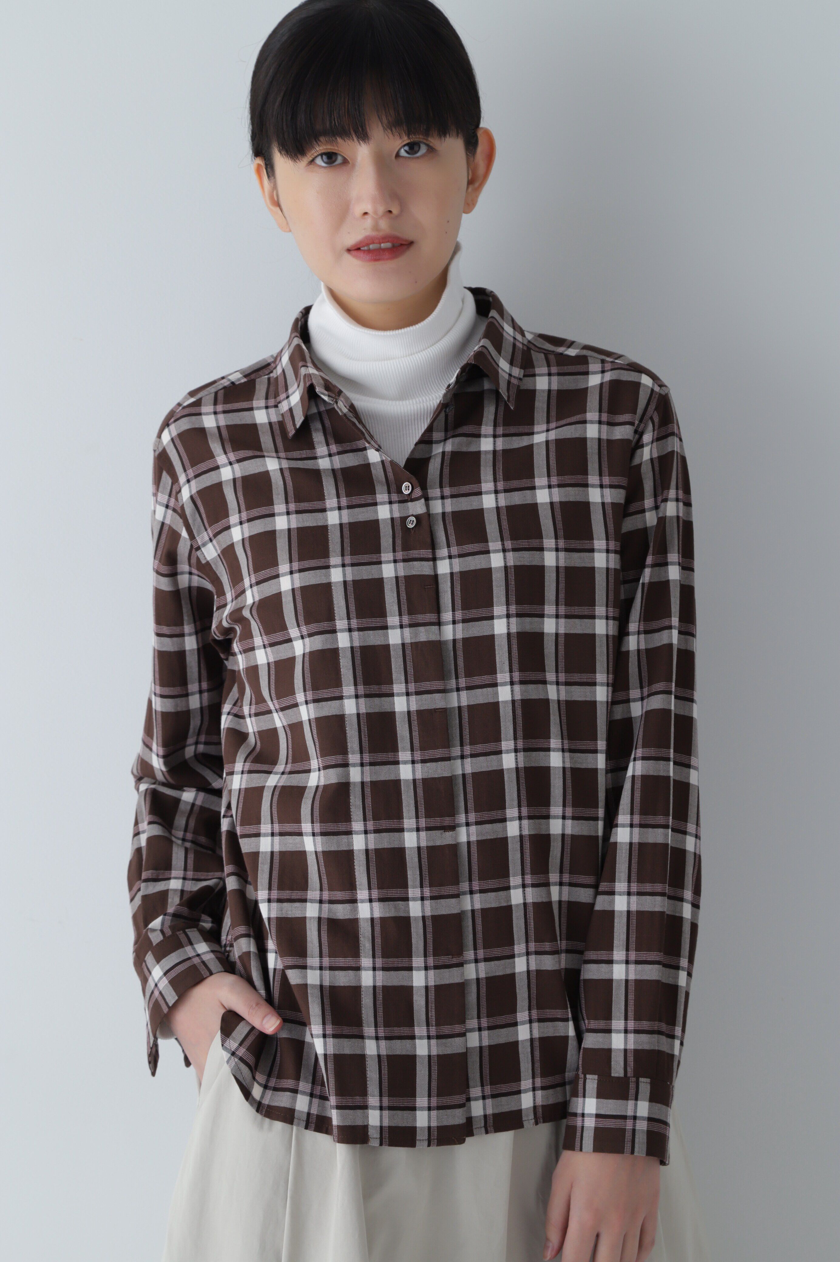  「◆ヘリンボーンチェックシャツ」|シャツ・ブラウス|ブラウンチェ 3