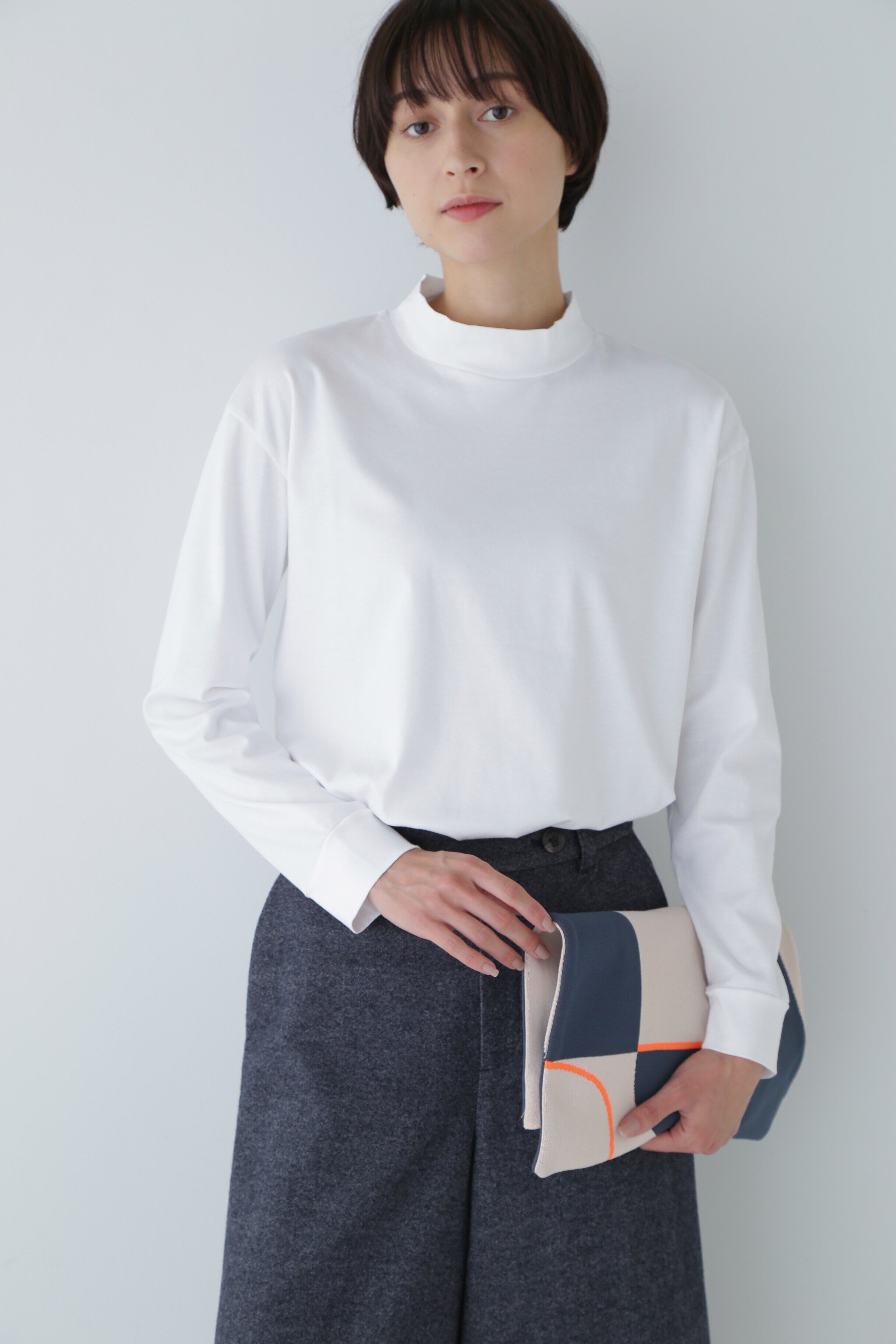  「オーガニックコットンモックネックカットソー」|Tシャツ・カットソー|ホワイト