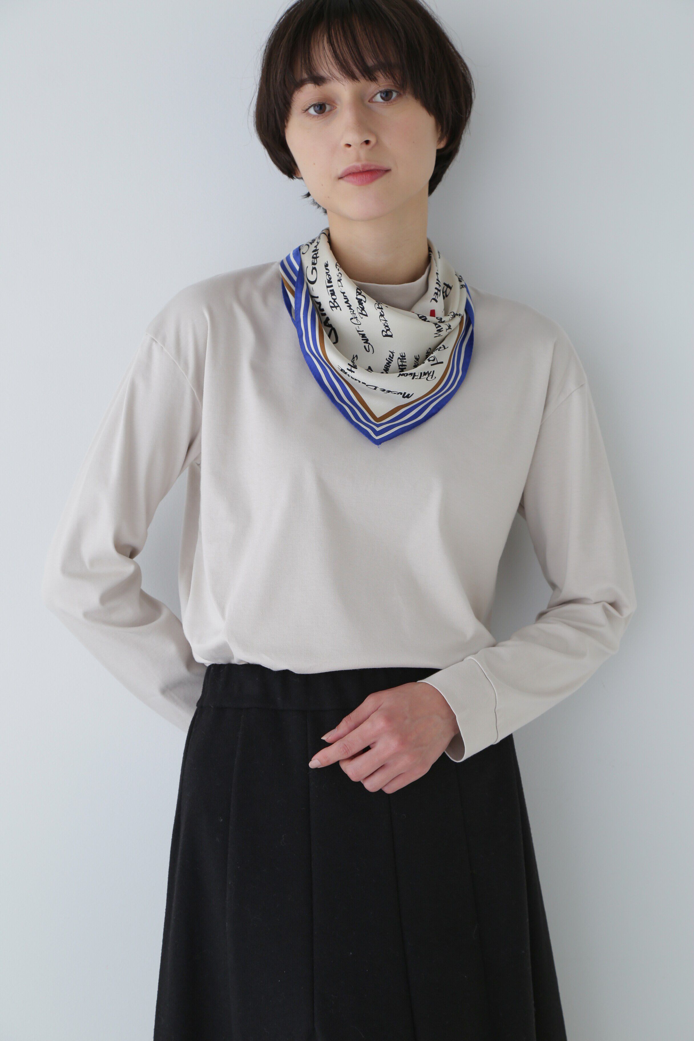  「オーガニックコットンモックネックカットソー」|Tシャツ・カットソー|グレージュ2