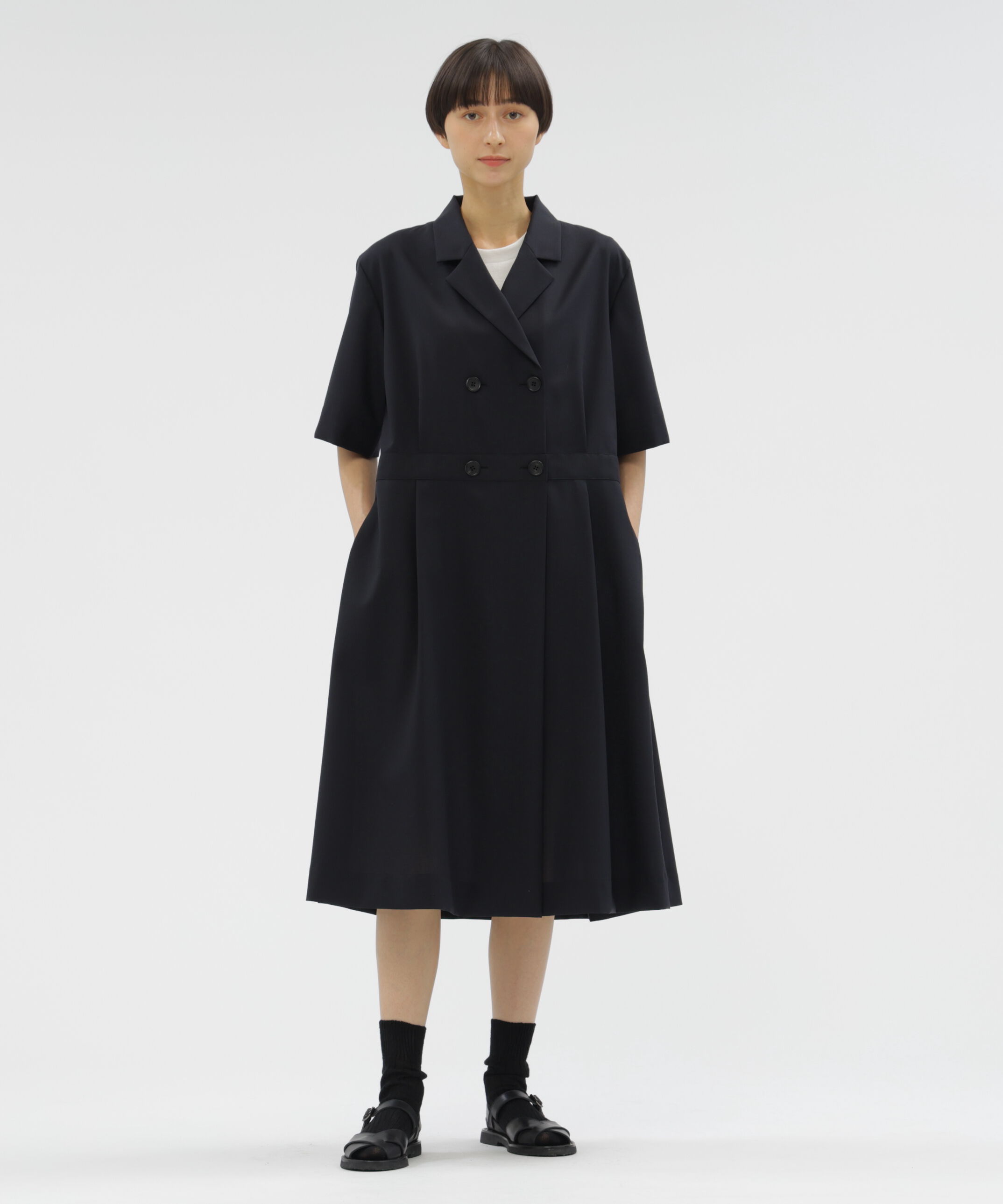  「SUMMER WOOL POPLIN DRESS　」|ワンピース|DARK NAVY1