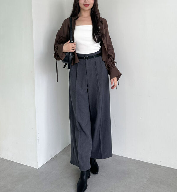 archives「ベルト付タックワイドスラックス」|チノ|