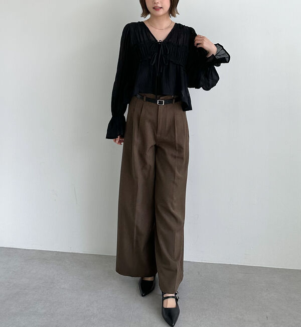 archives「ベルト付タックワイドスラックス」|チノ|