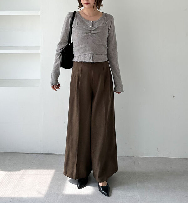 archives「ベルト付タックワイドスラックス」|チノ|