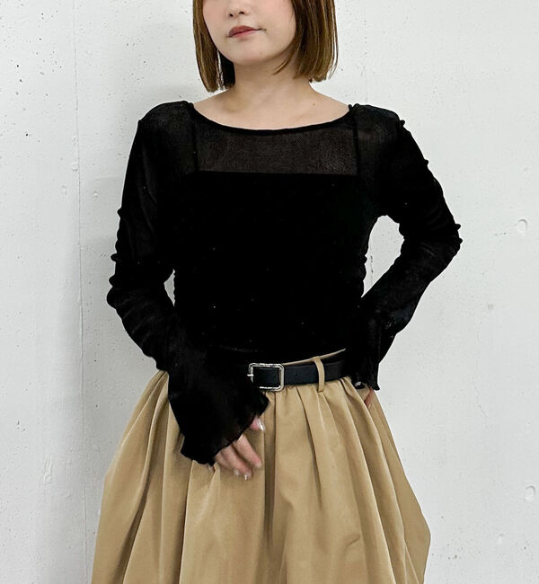 archives「ラインストーンメッシュベロアＴＯＰＳ」|Tシャツ・カットソー|