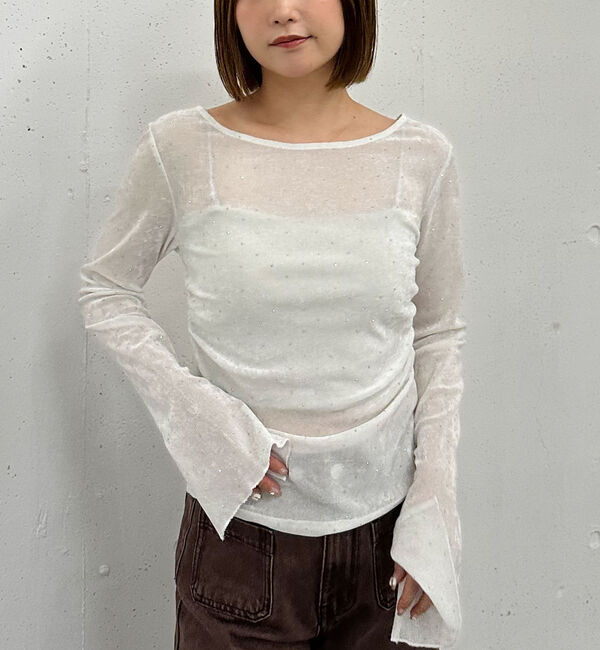 archives「ラインストーンメッシュベロアＴＯＰＳ」|Tシャツ・カットソー|