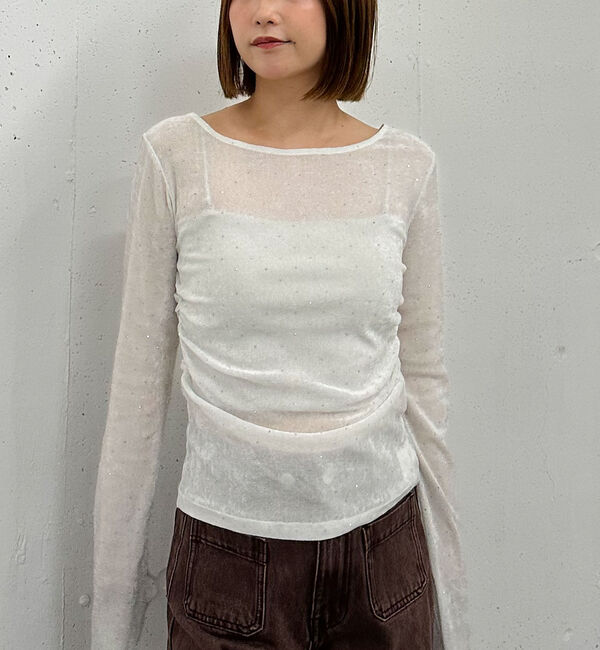 archives「ラインストーンメッシュベロアＴＯＰＳ」|Tシャツ・カットソー|