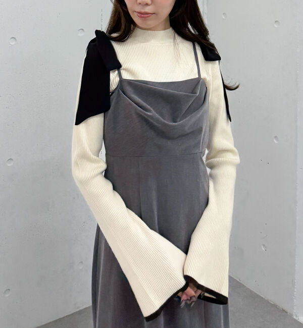 archives「フレアスリーブリブニットプルオーバー」|ニット・セーター|WHITE/BROWN