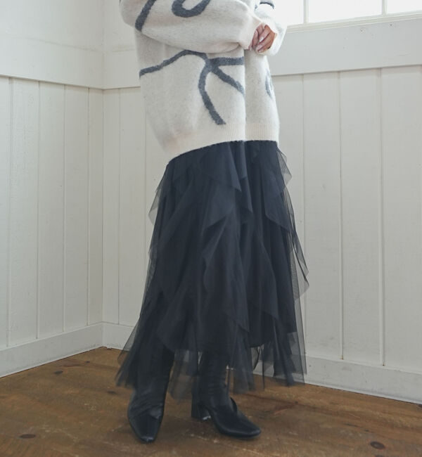 archives「ラッフルチュールスカート」|スカート|BLACK