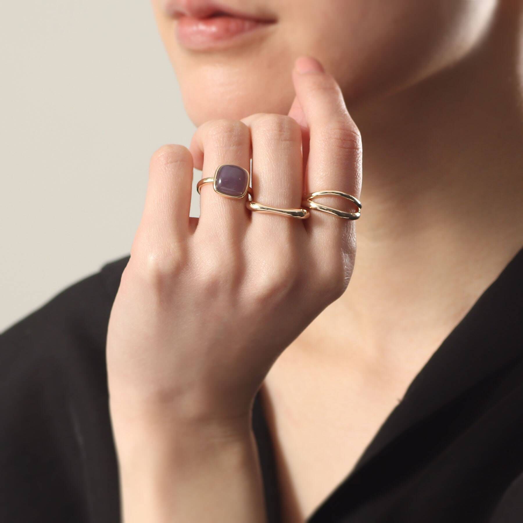 COCOSHNIK「K10ダブルウェーブ リング」|リング|