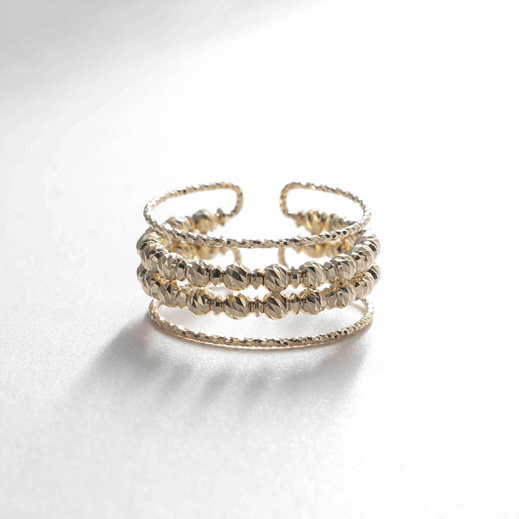 COCOSHNIK「K10ハニーカットビーズ スリットリング」|リング|