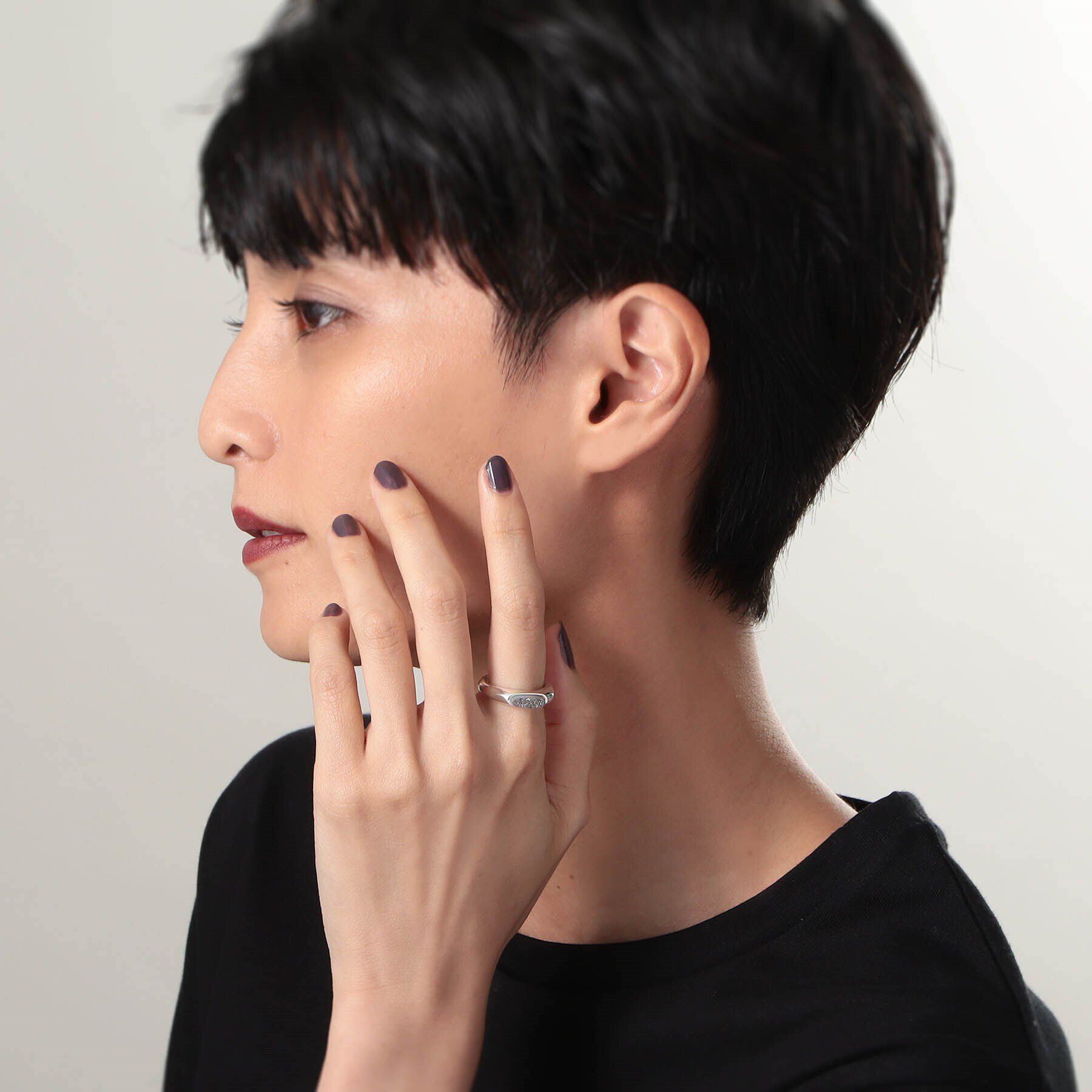 COCOSHNIK ONKITSCH「シルバー カラーストーン ブラックドルジーアゲート ニュアンスリングS」|リング|