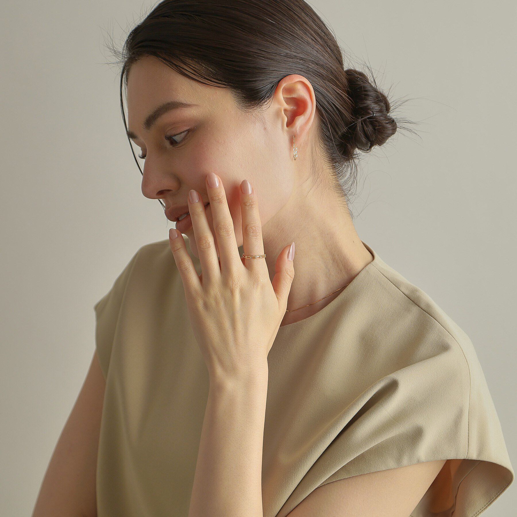 COCOSHNIK「K18ケーブルスライドチェーン リング」|リング|