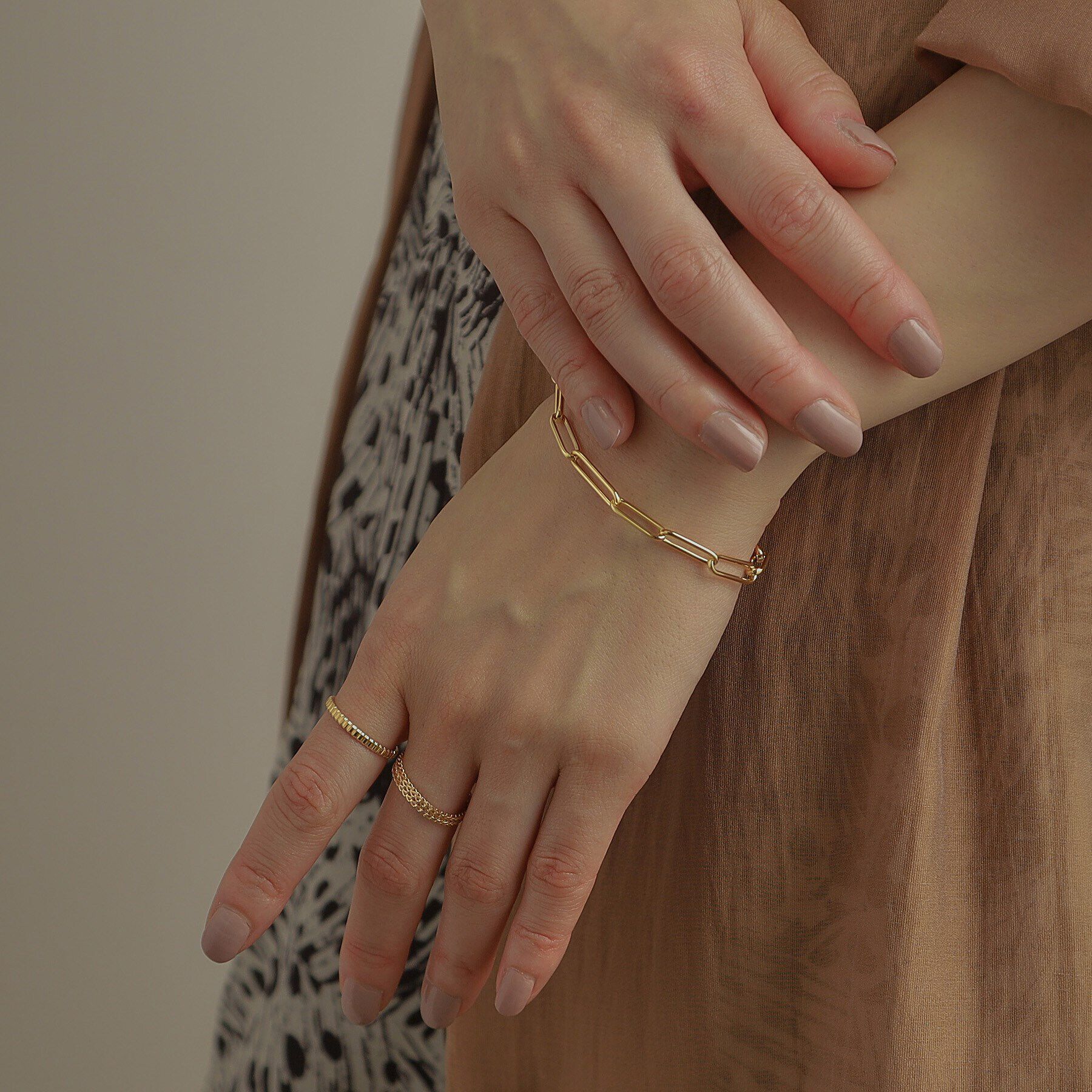 COCOSHNIK「K18ダブルライトフランコチェーン リング」|リング|