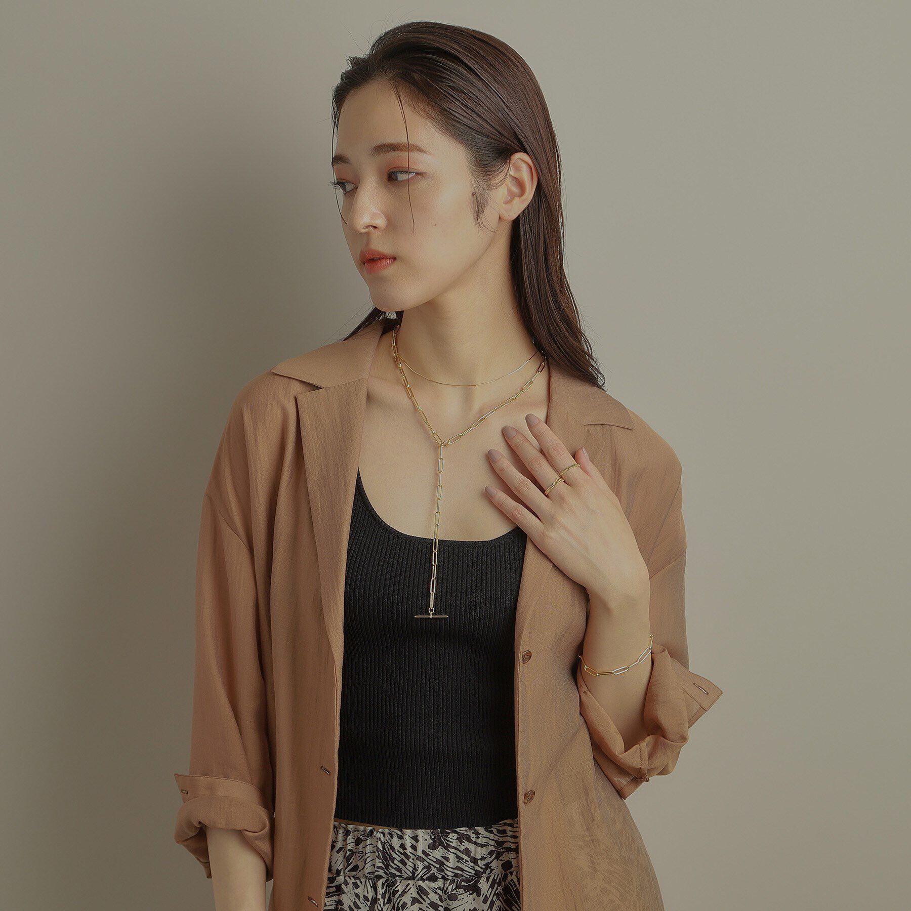 COCOSHNIK「K18ダブルライトフランコチェーン リング」|リング|