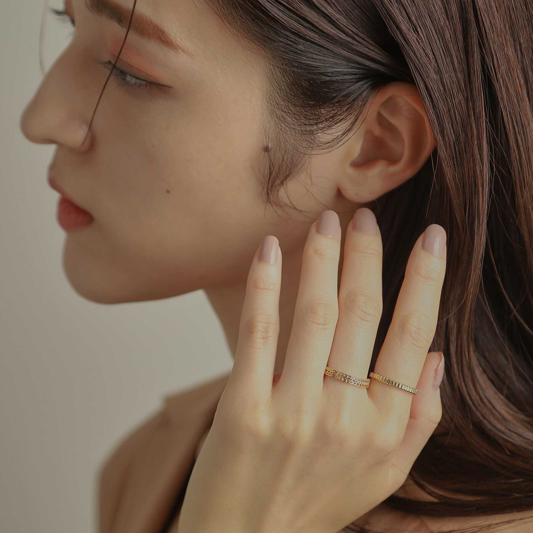 COCOSHNIK「K18ダブルライトフランコチェーン リング」|リング|