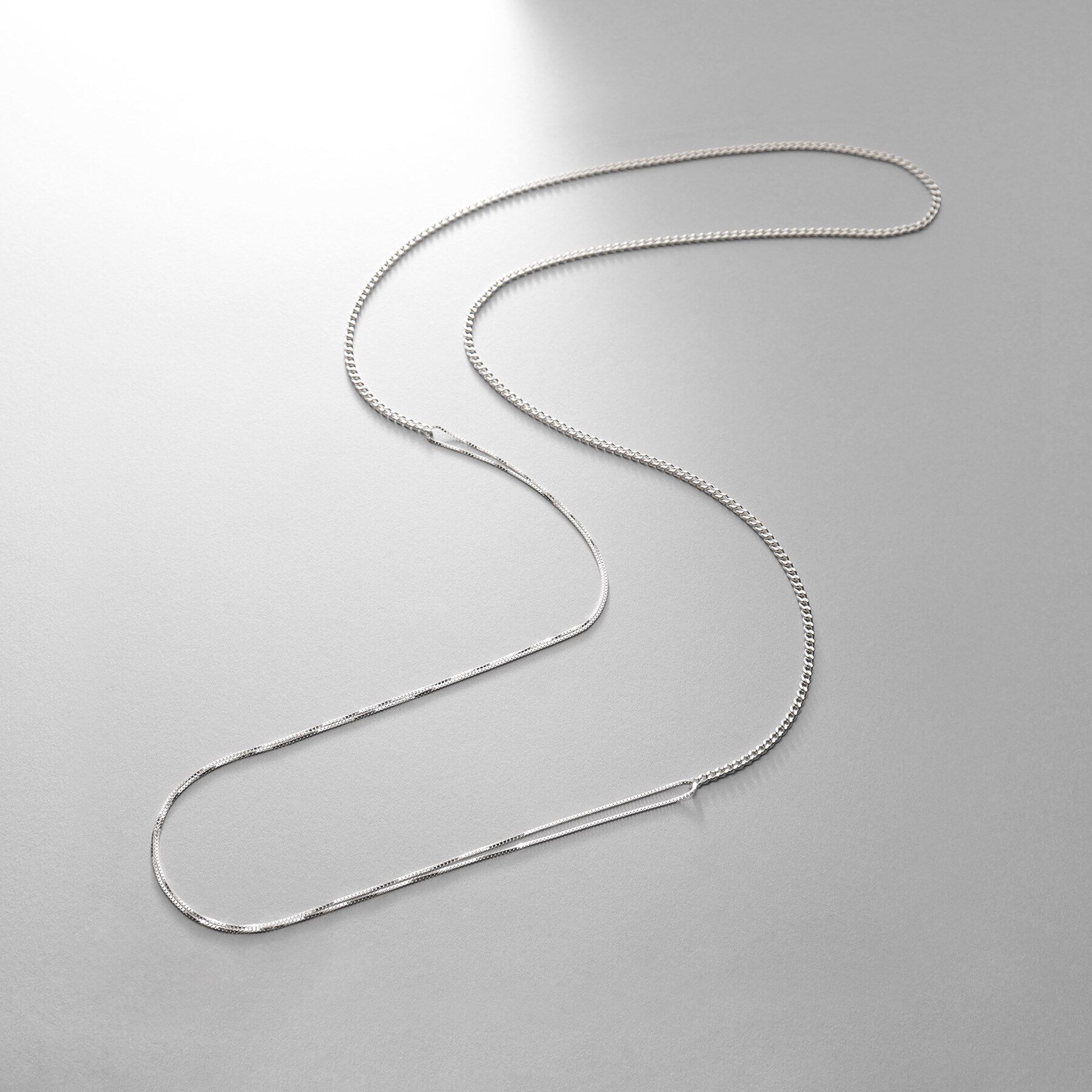 COCOSHNIK ONKITSCH「シルバー ミックスチェーン カーブ・ベネチアンネックレス」|ネックレス|