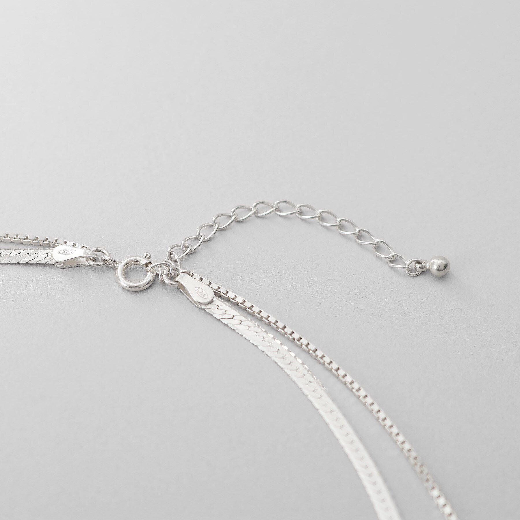 COCOSHNIK ONKITSCH「シルバー コンビネーションチェーン フラットスネーク ベネチアンネックレス」|ネックレス|