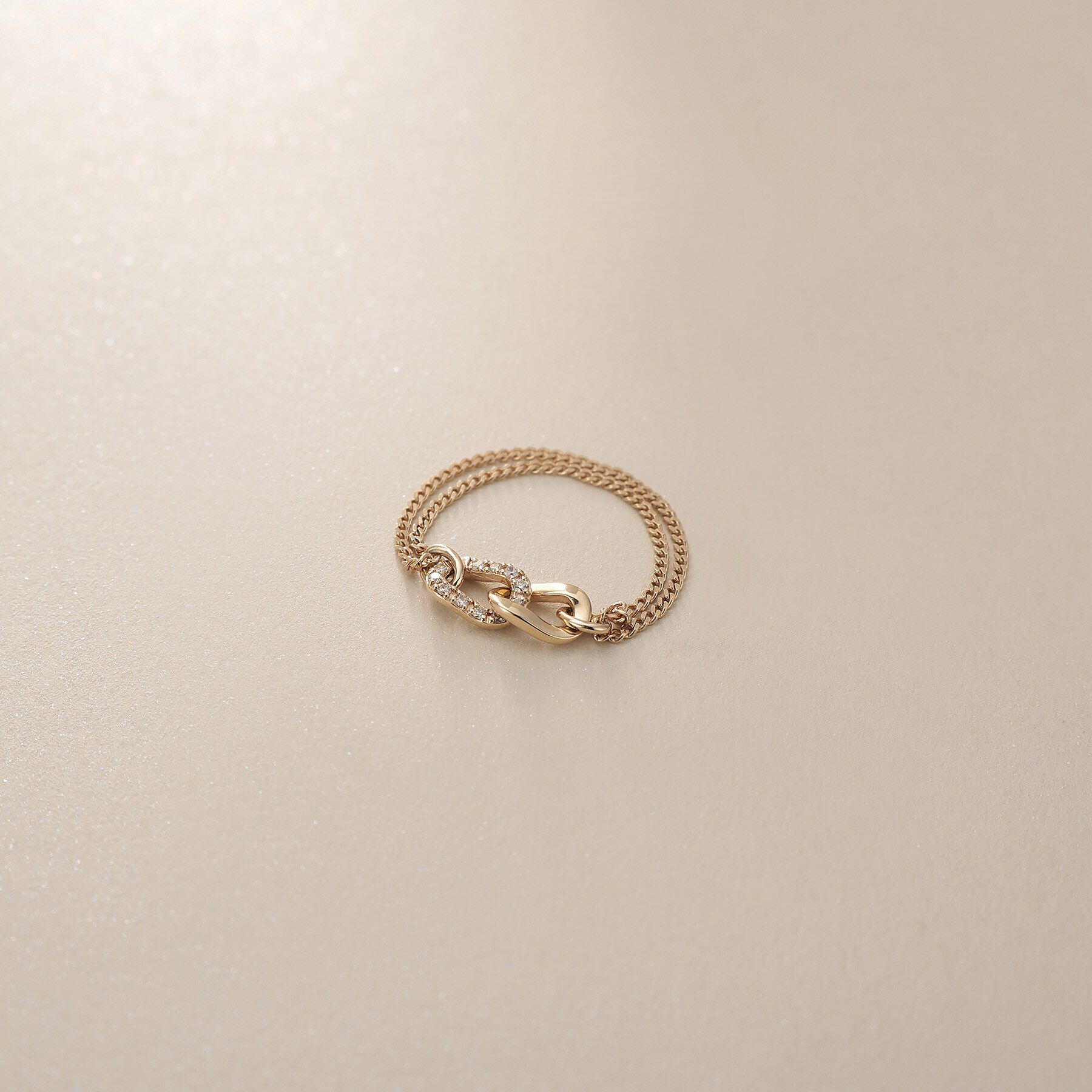 COCOSHNIK「K10ダイヤモンド キヘイリンクチェーン リング大」|リング|