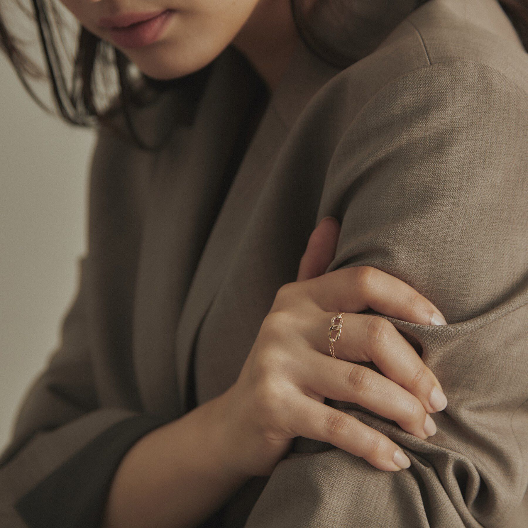 COCOSHNIK「K10ダイヤモンド キヘイリンクチェーン リング大」|リング|