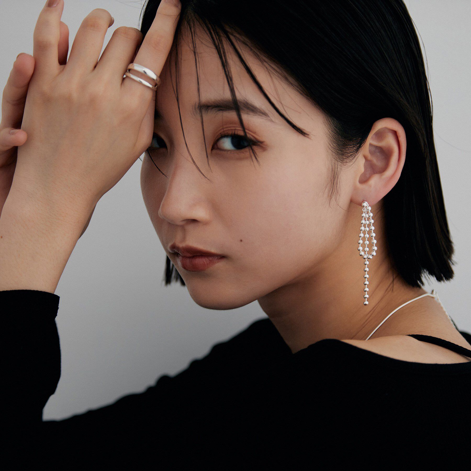 COCOSHNIK ONKITSCH「シルバー チェーンピアス ボールループ」|ピアス|