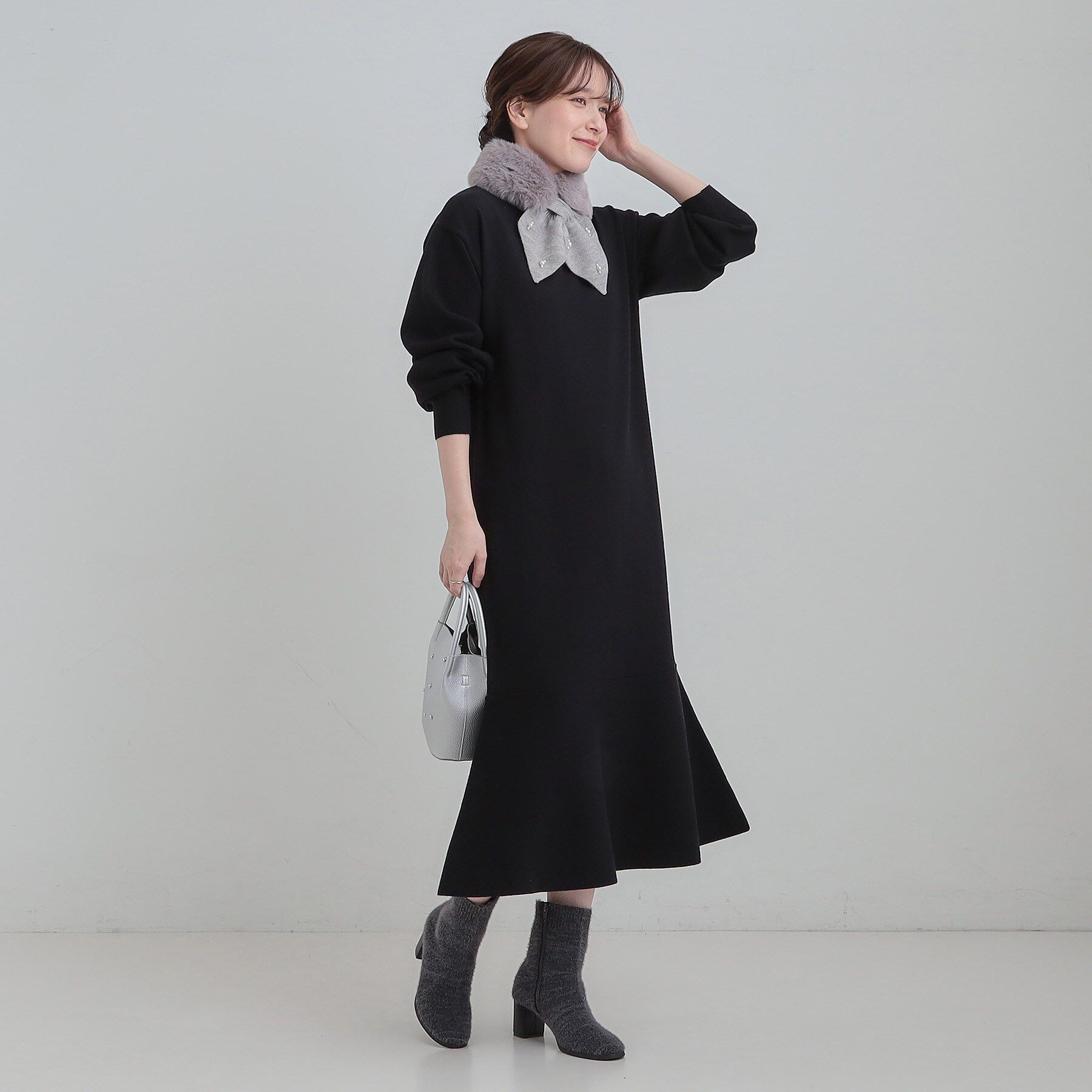 SHOO･LA･RUE「スタイルがすっきりに見える 裾マーメイドニットワンピース」|ワンピース|