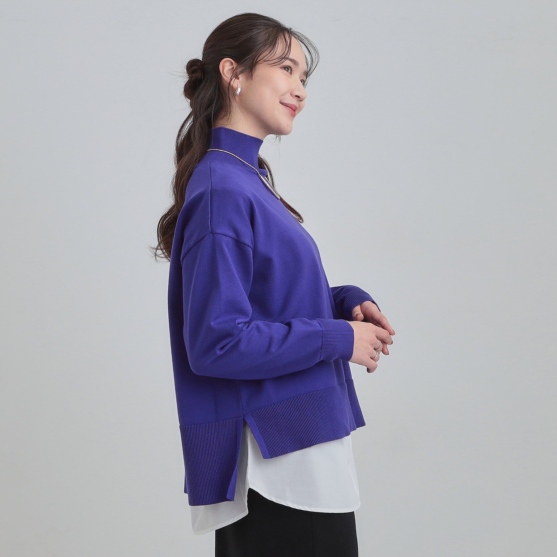 SHOO･LA･RUE「【2点セット/S-LL】時短で決まる もちもちニット＆裾シャツインナー」|その他|