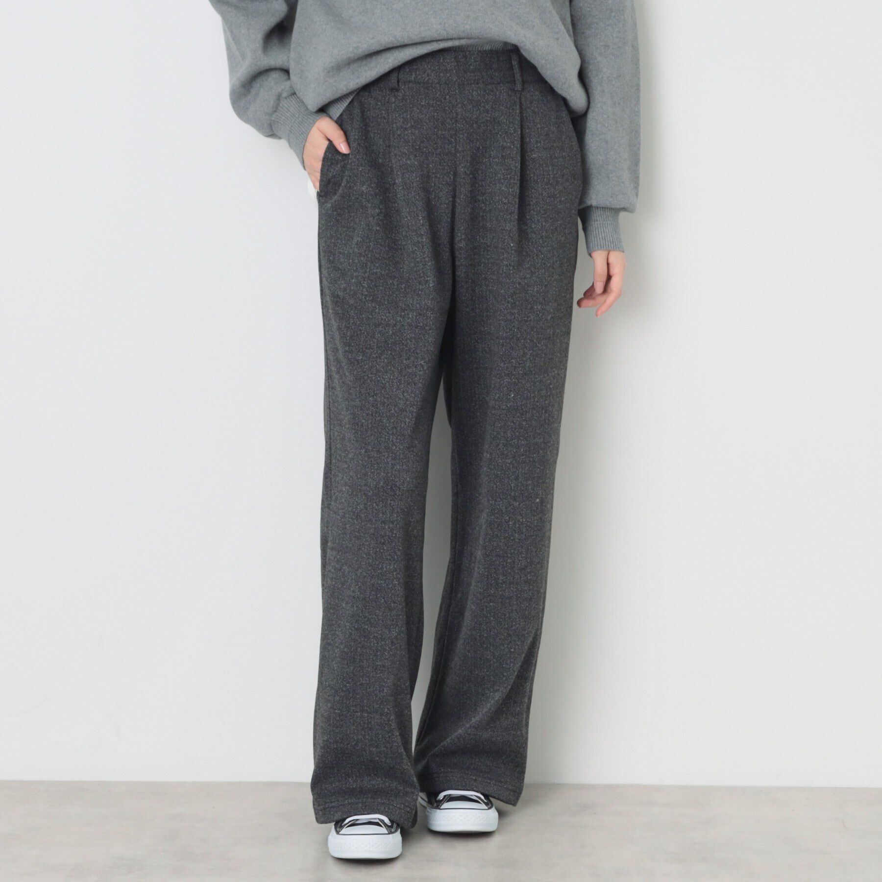 Dessin「【後ろウエストゴム・洗える】リラックスワイドパンツ（XS～L）」|その他|チャコールグレー(0