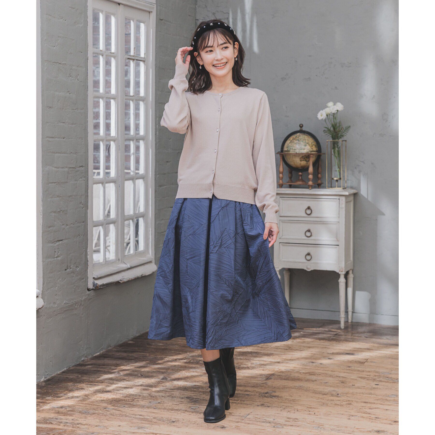 ITS&rsquo;DEMO「【腰回りカバー／ウエストゴム／手洗い可】エンボススカート」|スカート|