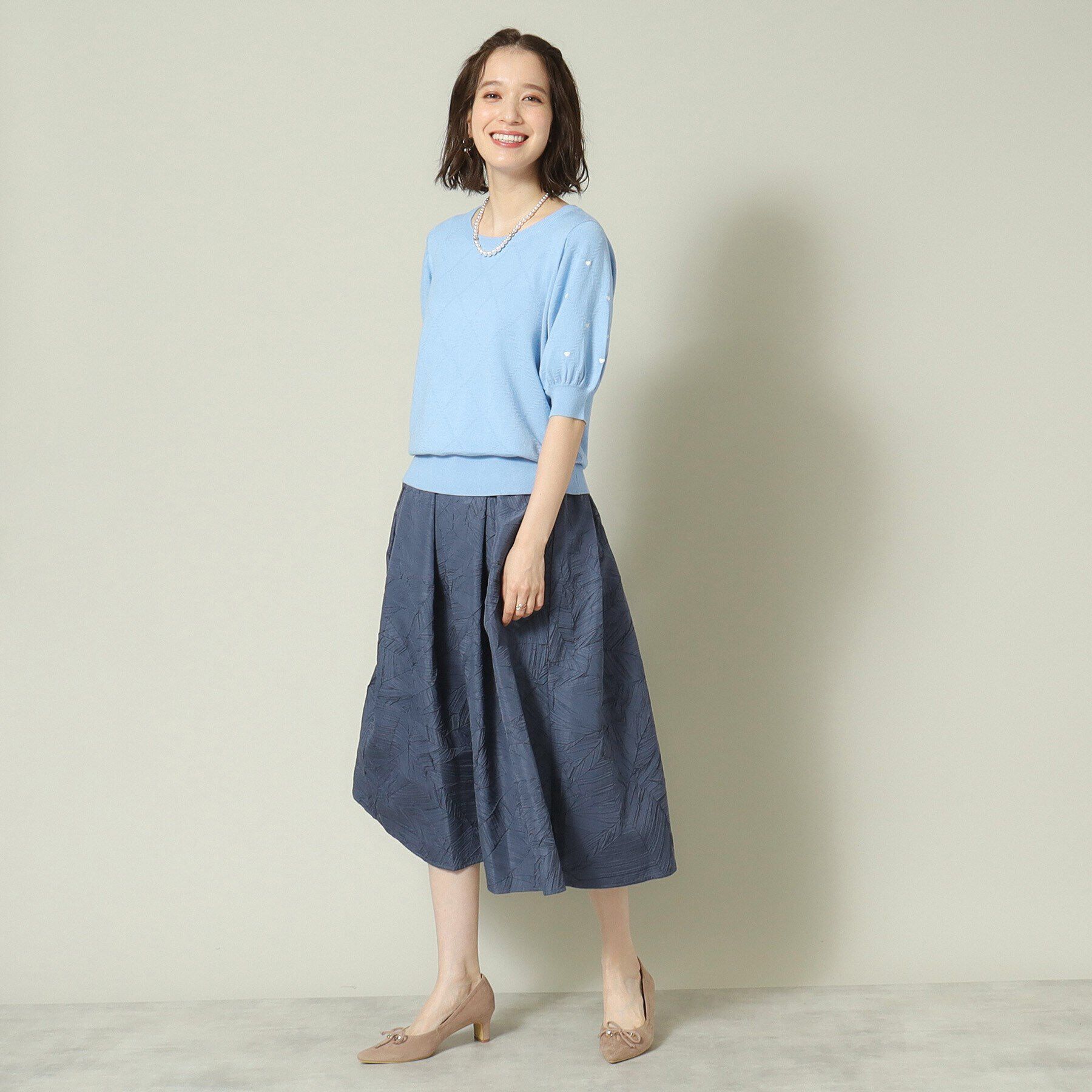 ITS&rsquo;DEMO「【腰回りカバー／ウエストゴム／手洗い可】エンボススカート」|スカート|