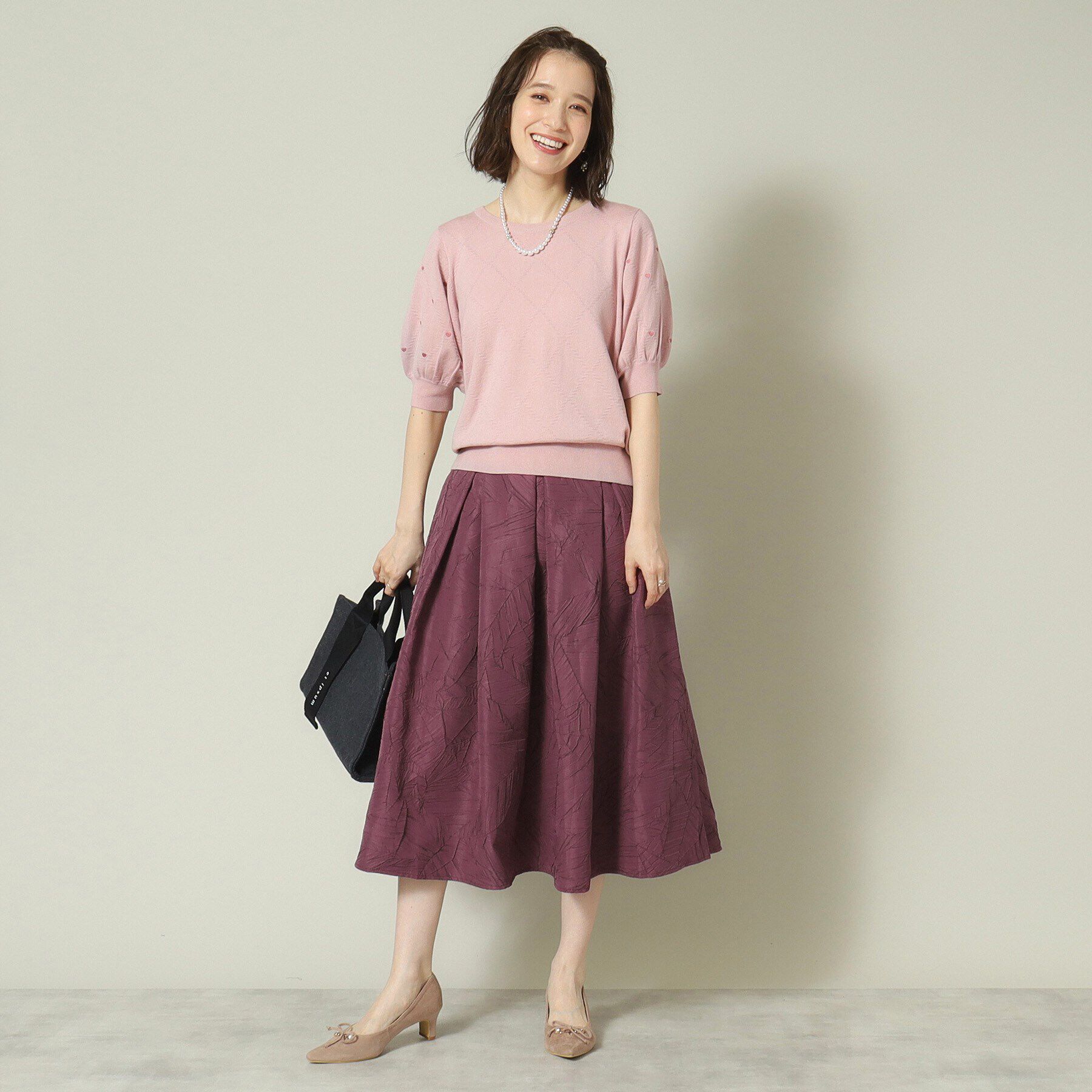 ITS&rsquo;DEMO「【腰回りカバー／ウエストゴム／手洗い可】エンボススカート」|スカート|