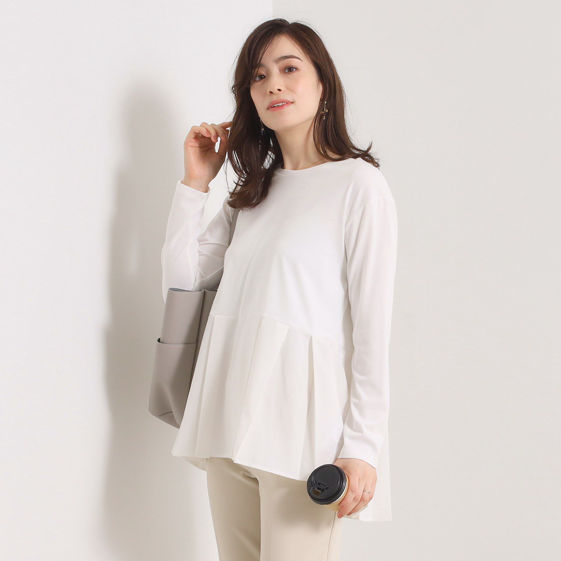 ITS&rsquo;DEMO「【洗濯機OK】布帛コンビ天竺トップス」|Tシャツ・カットソー|