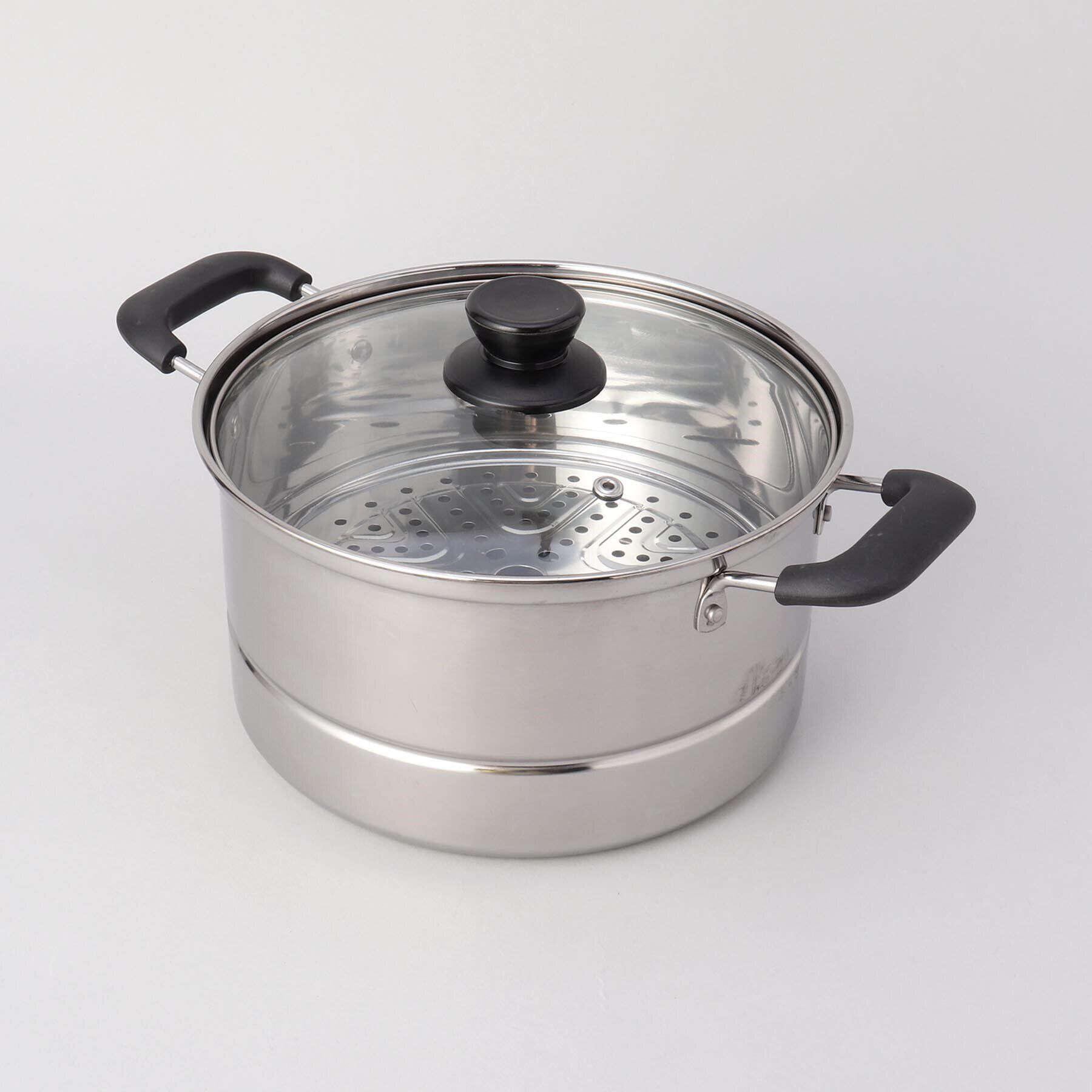 212 KITCHEN STORE「蒸し処 ステンレス製ガラス蓋付深型鍋22cm(目皿付)」|食器・キッチングッズ|