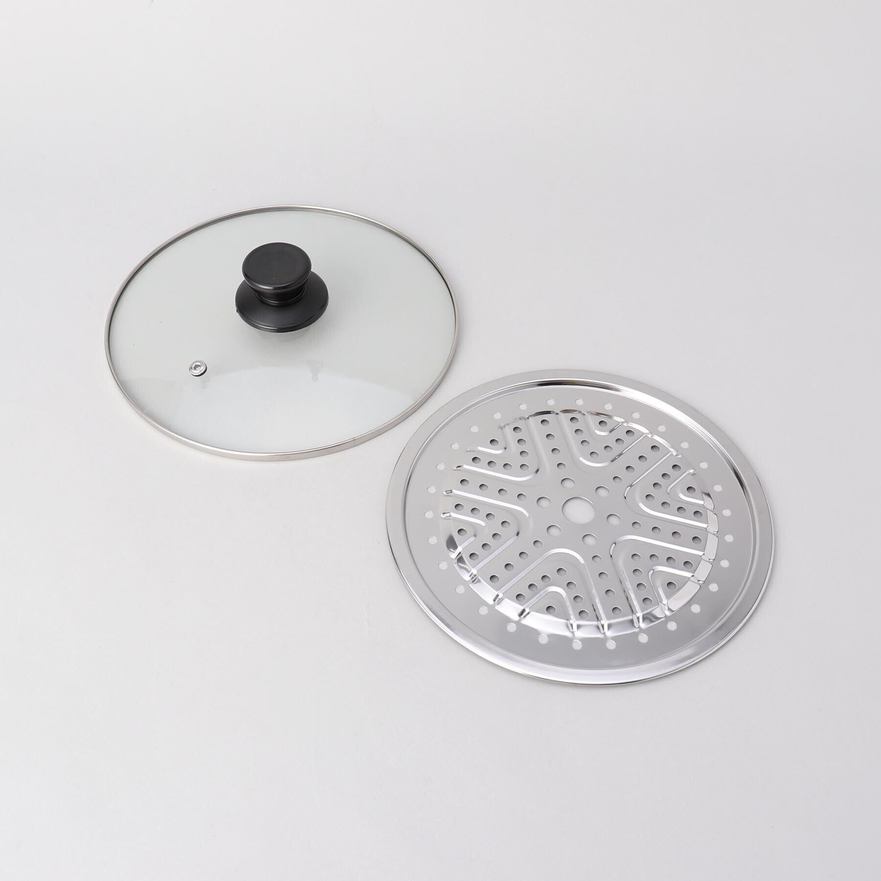 212 KITCHEN STORE「蒸し処 ステンレス製ガラス蓋付深型鍋22cm(目皿付)」|食器・キッチングッズ|