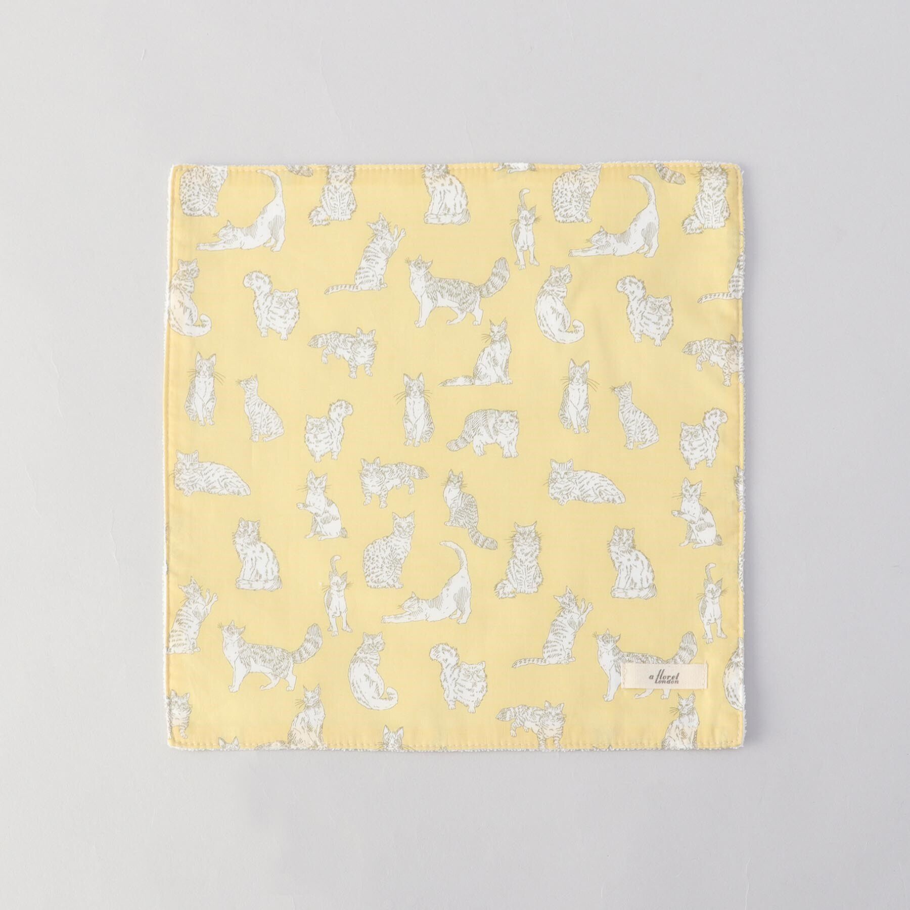 212 KITCHEN STORE「ミャオウ ステッチハンドタオル 25&times;25 YE　 ＜フローレットロンドン ＞」|ハンカチ|