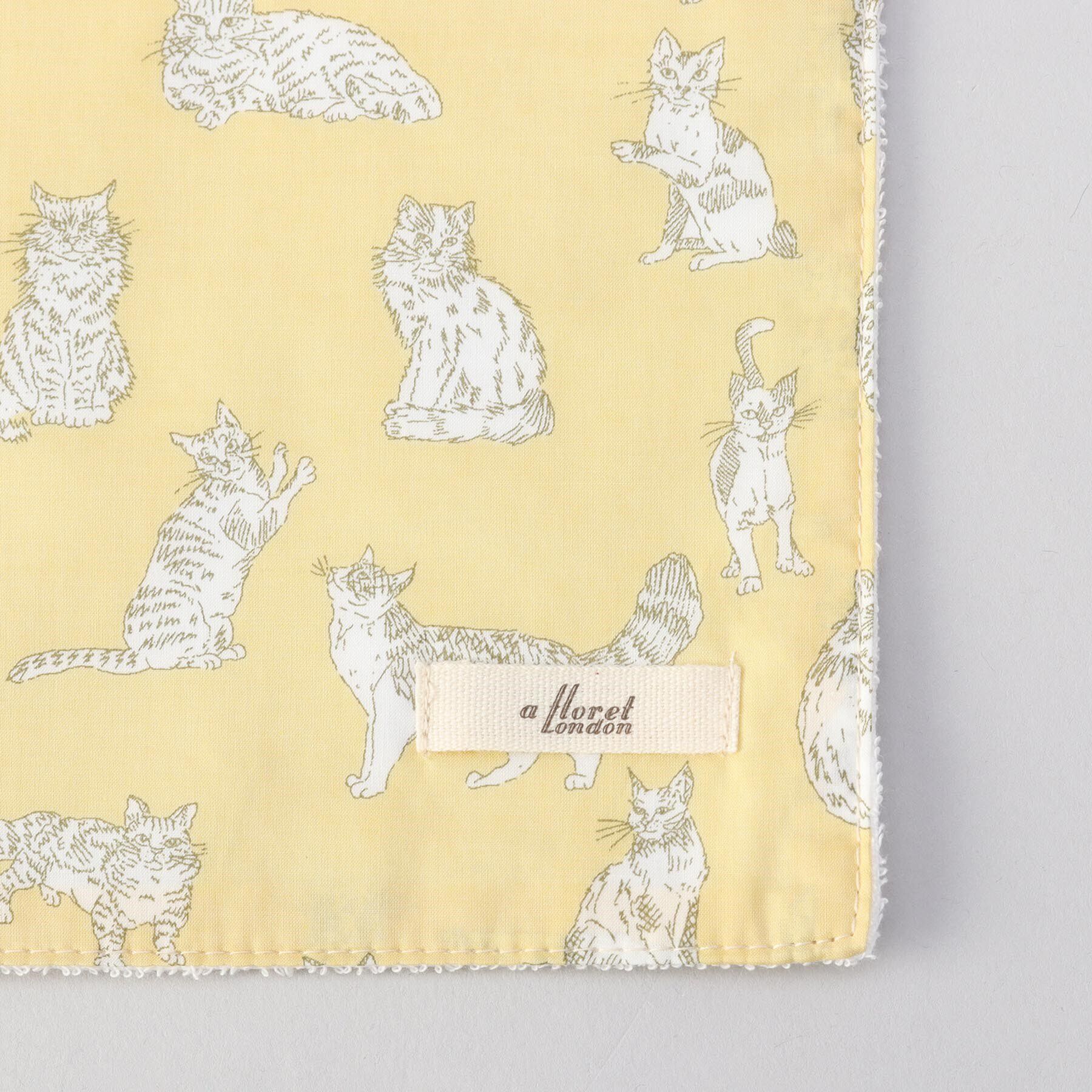 212 KITCHEN STORE「ミャオウ ステッチハンドタオル 25&times;25 YE　 ＜フローレットロンドン ＞」|ハンカチ|