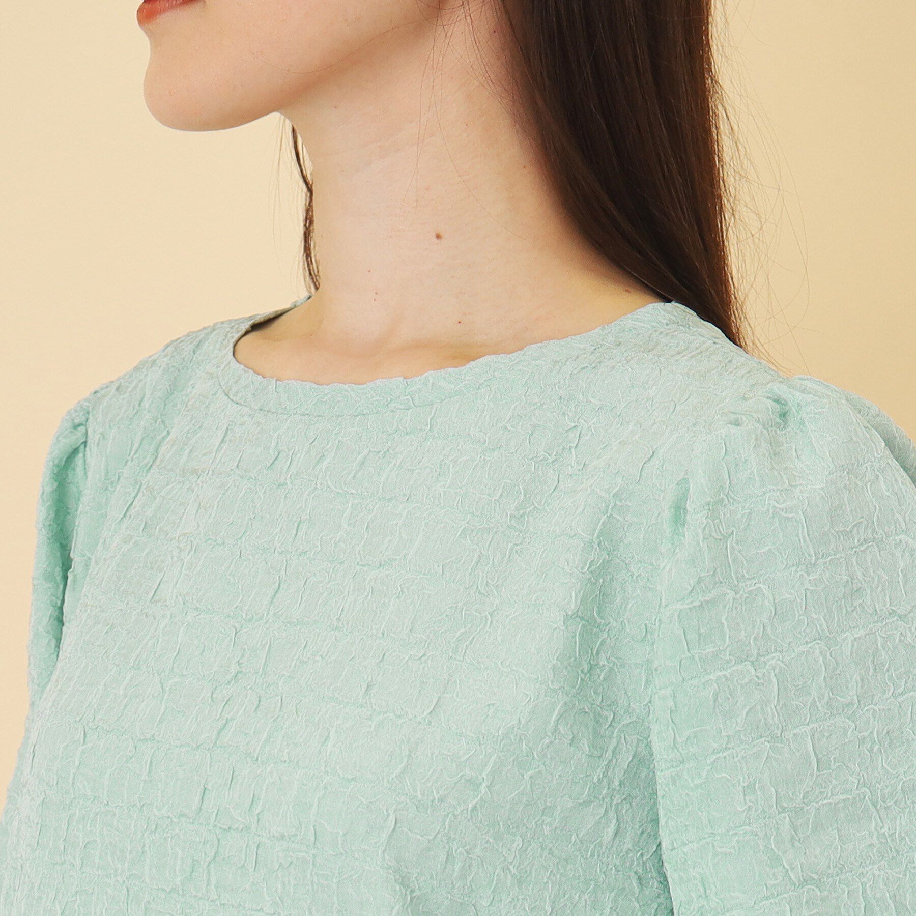 SunaUna「【パフスリーブ／袖口ゴム】ジャカードプルオーバー」|Tシャツ・カットソー|