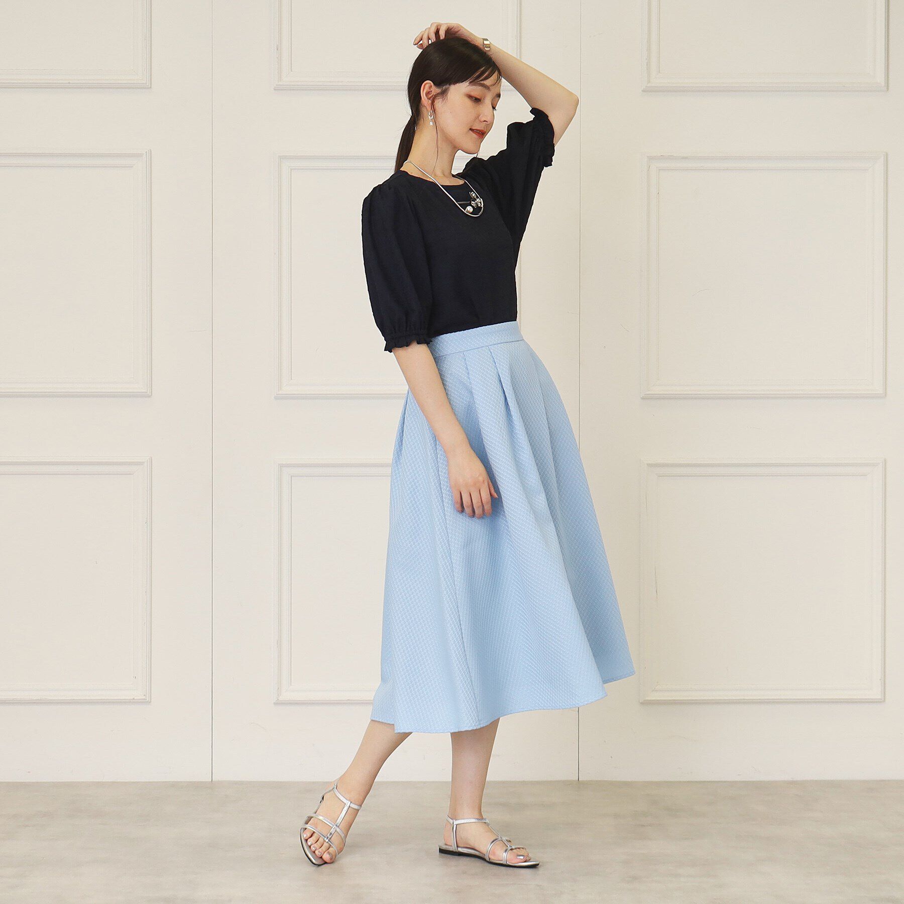 SunaUna「【パフスリーブ／袖口ゴム】ジャカードプルオーバー」|Tシャツ・カットソー|