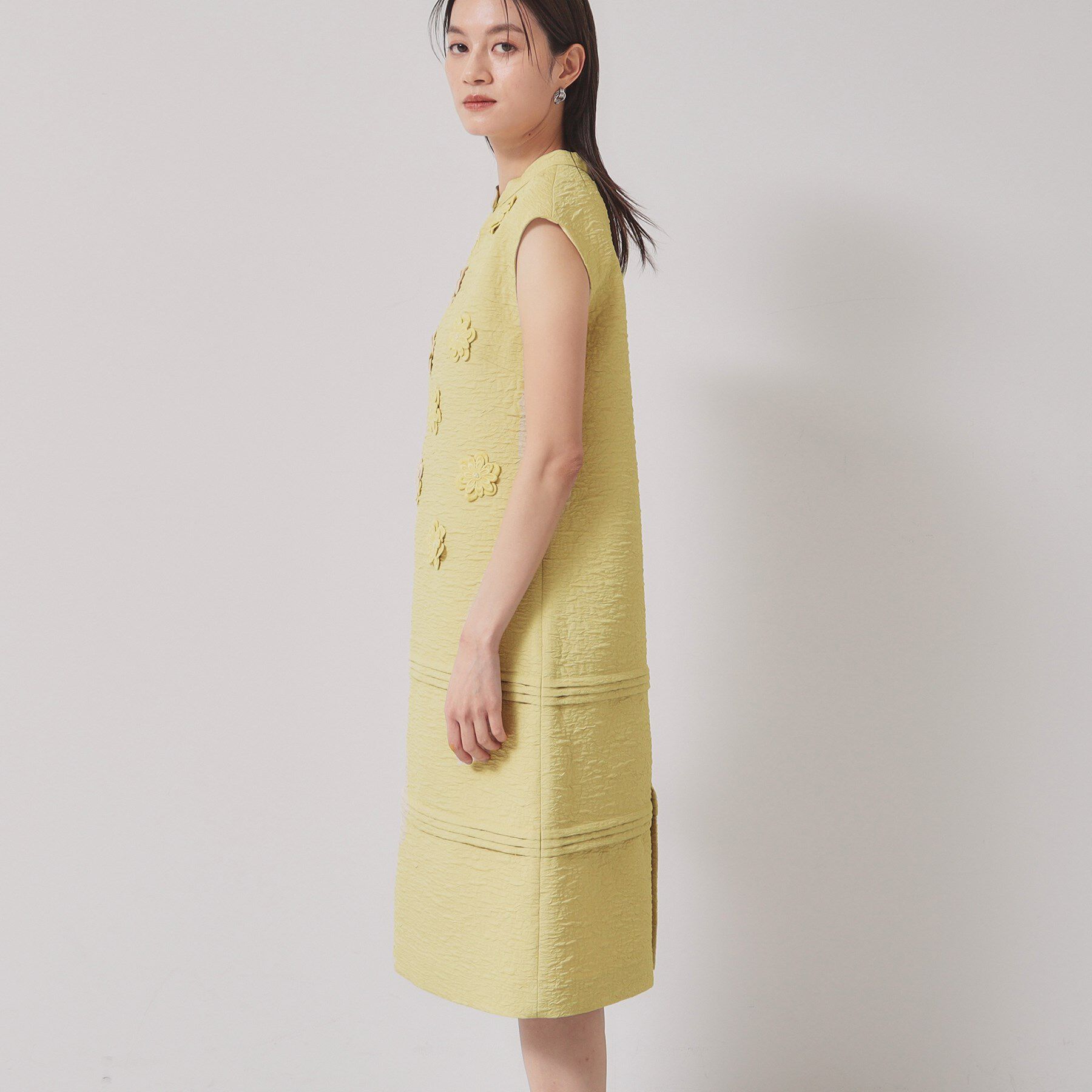 SunaUna「【お花モチーフ／チャイナカラー】タック切替ワンピース」|ワンピース|
