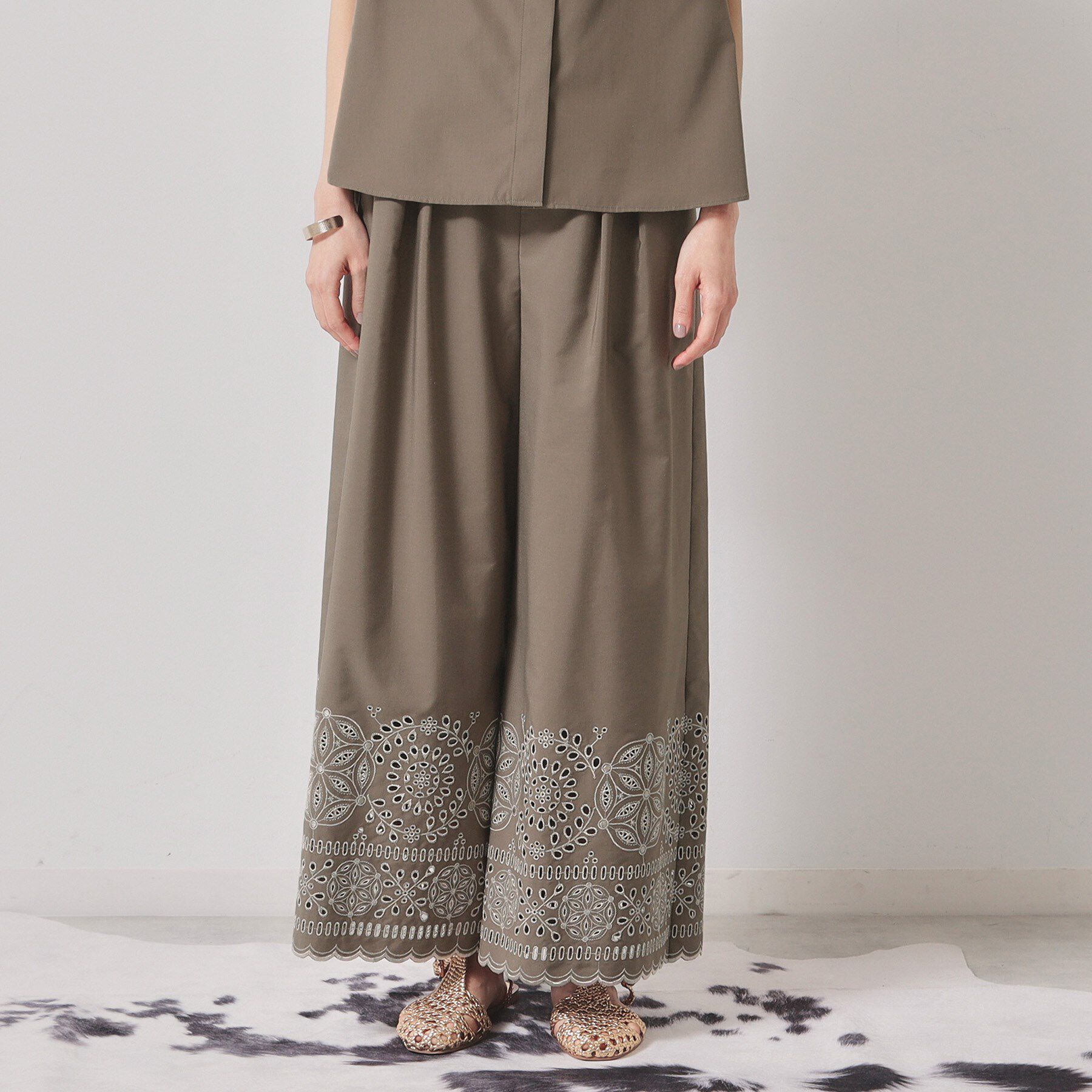 SunaUna「【幾何柄／エンブロイダリー】ウエストゴムガウチョパンツ」|その他|