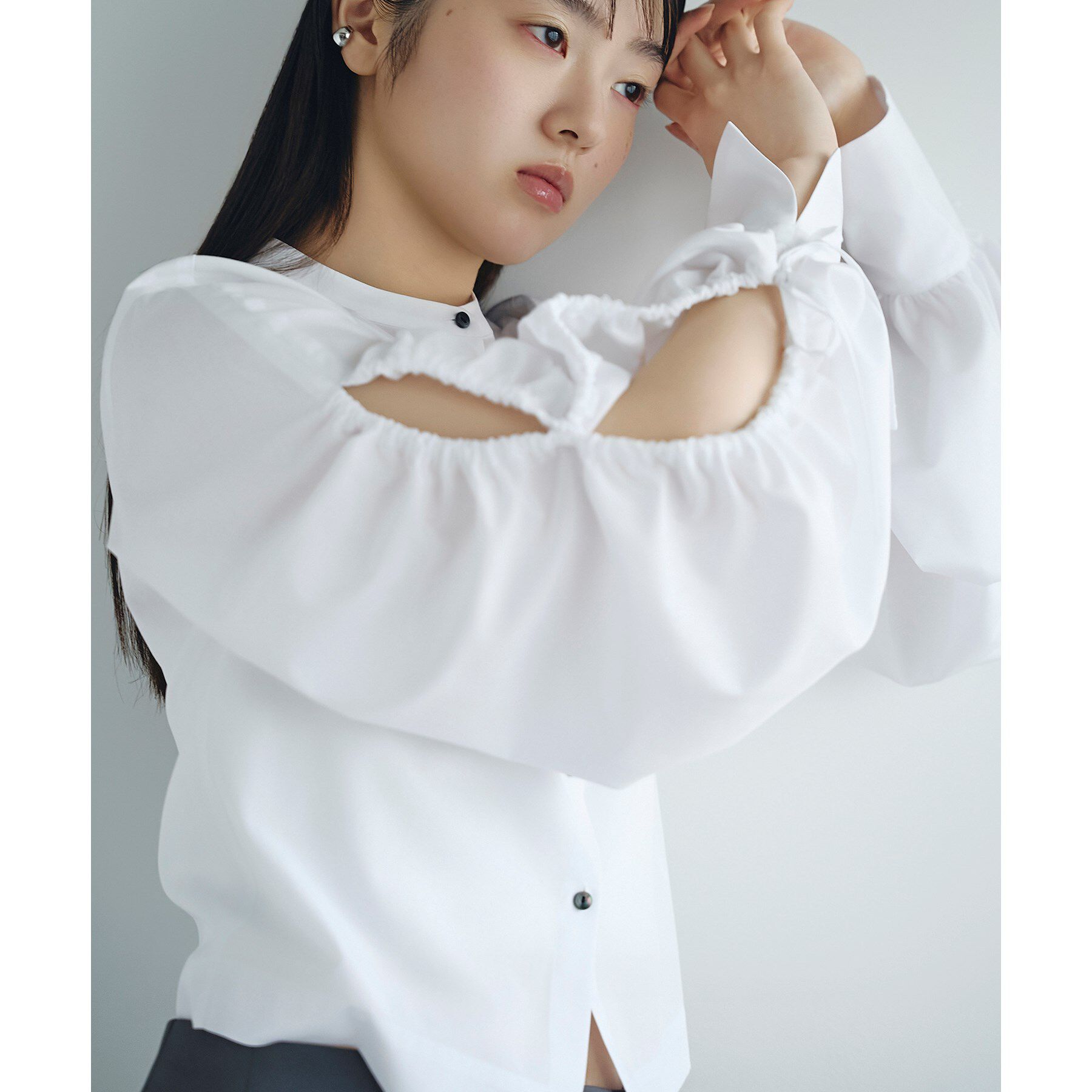 CODE A「playful puffs blouse」|シャツ・ブラウス|ホワイト(001)