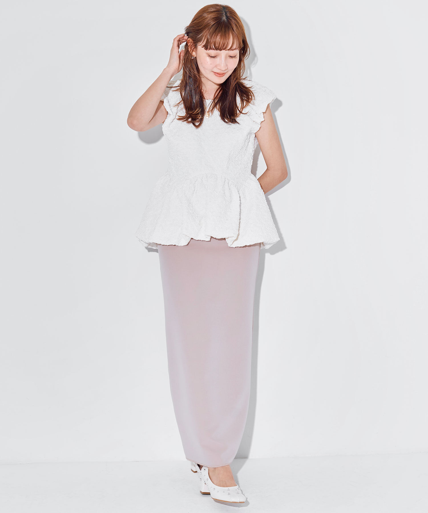 COCO DEAL「ストレッチペンシルスカート」|タイト|ピンクベージュ