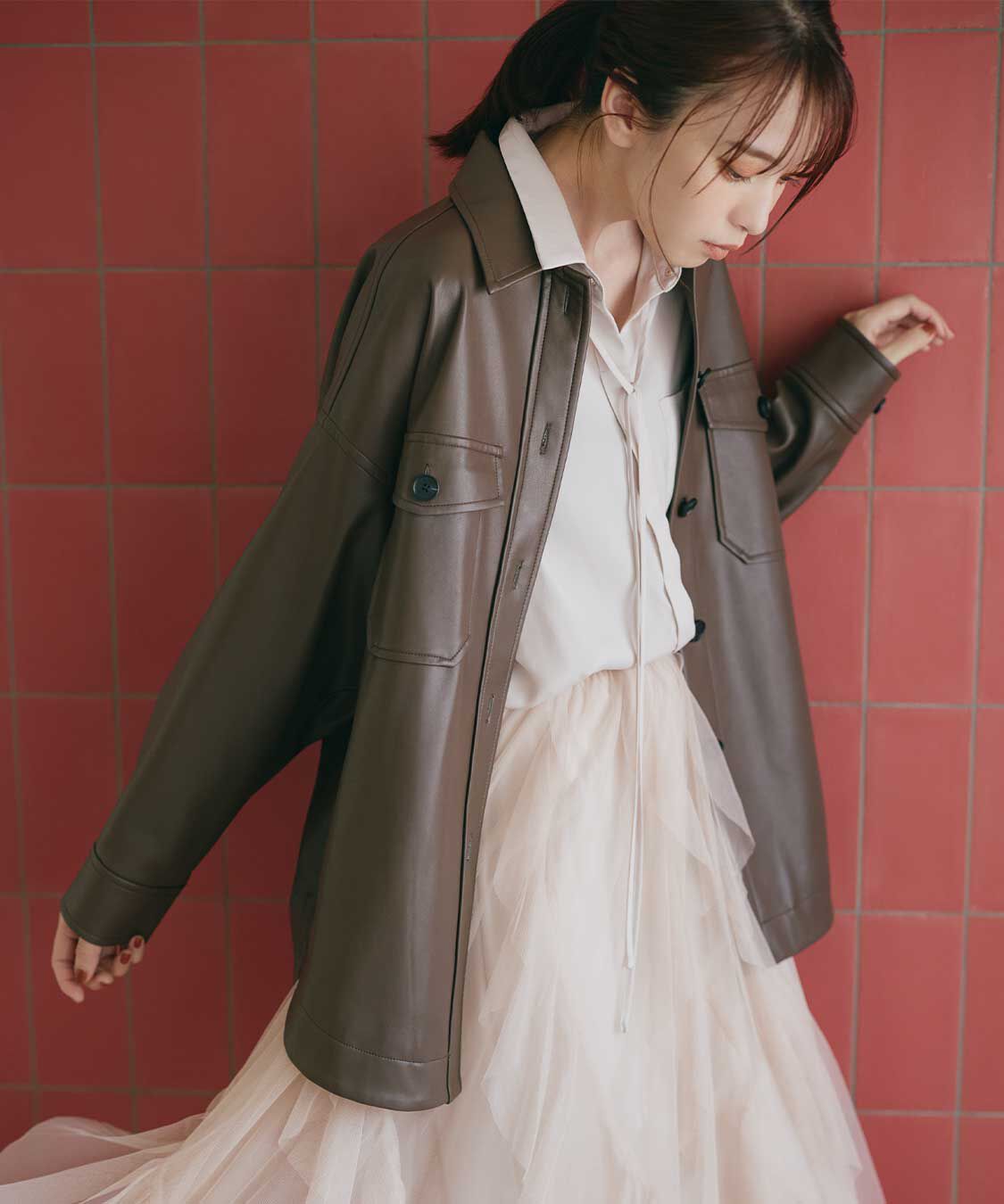 COCO DEAL「サテンタイ付きシャツ」|シャツ・ブラウス|