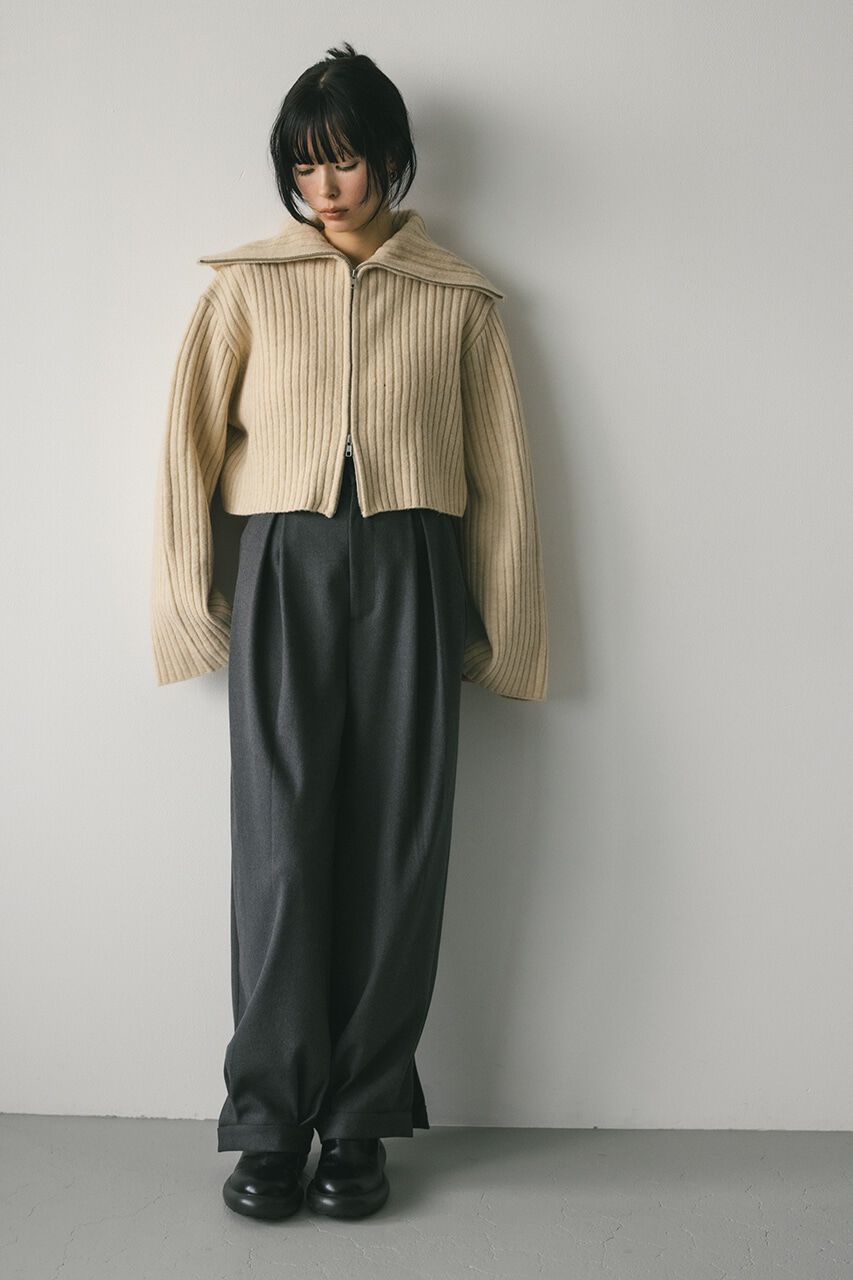 STYLEMIXER「ビッグカラージップショートニット」|ニット・セーター|