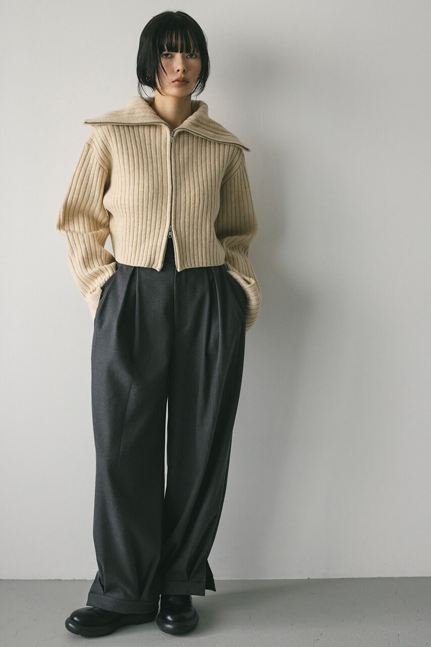 STYLEMIXER「ビッグカラージップショートニット」|ニット・セーター|