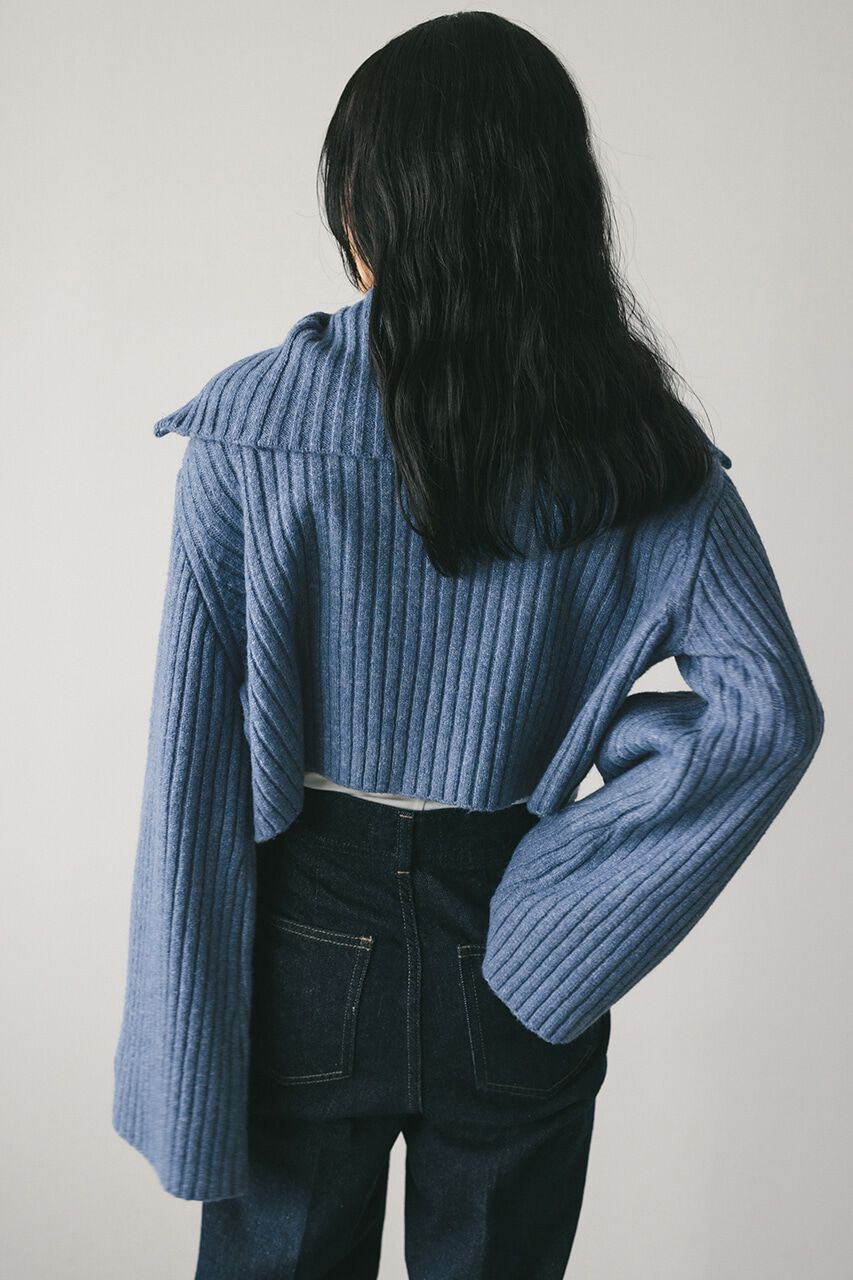 STYLEMIXER「ビッグカラージップショートニット」|ニット・セーター|