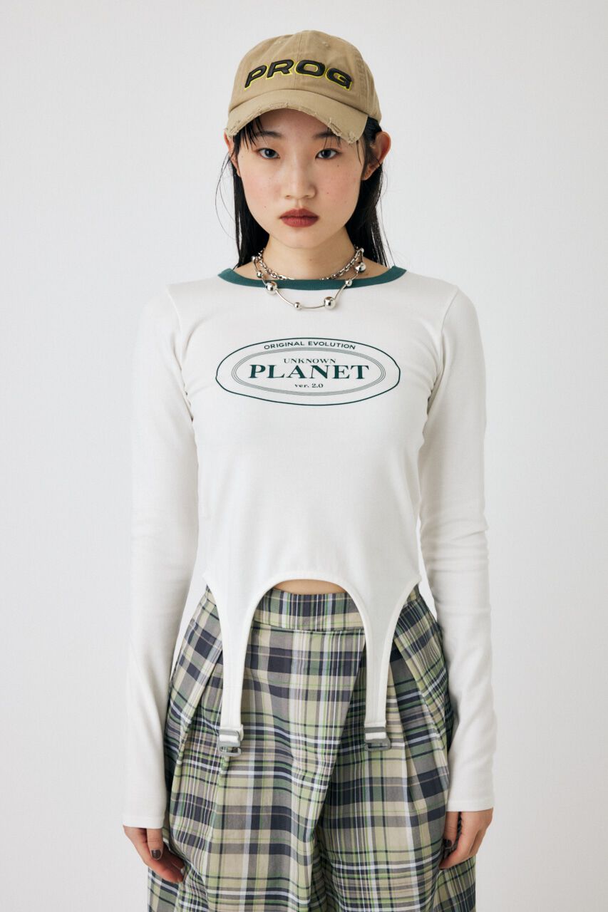 MOUSSY「GARTER DETAIL PRINT LS Tシャツ」|Tシャツ・カットソー|