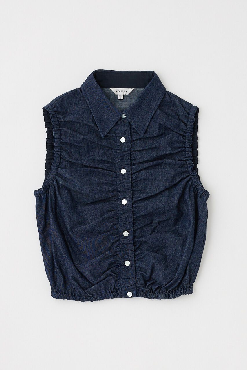 MOUSSY「GATHER SLEEVELESS デニムシャツ」|シャツ・ブラウス|