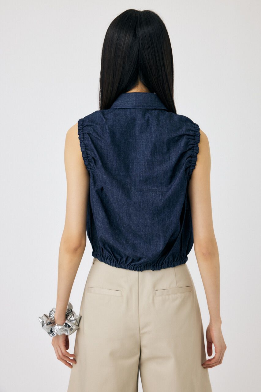MOUSSY「GATHER SLEEVELESS デニムシャツ」|シャツ・ブラウス|