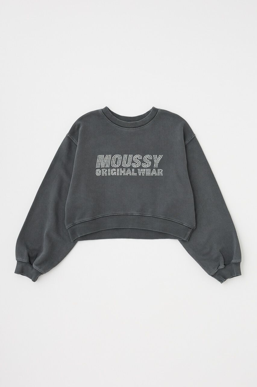 MOUSSY「RHINESTONE MOUSSY クロップド プルオーバー」|パーカー|