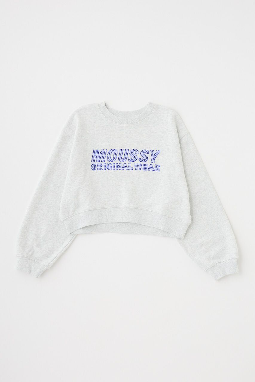 MOUSSY「RHINESTONE MOUSSY クロップド プルオーバー」|パーカー|